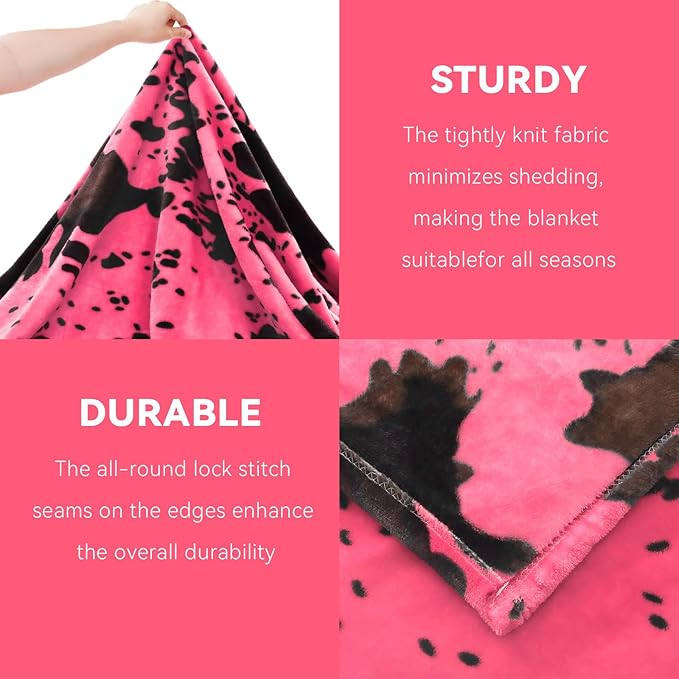 Hot Pink Blanket for Kids, Cute Warm Soft Toddler Blanket for Stroller Bed Nursery, Strawberry Pink Gifts for Girls Birthday Eeaster Mother's Day, Y2K Room Home Decor, 40x50inches