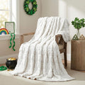 Horaldaily St. Patrick's Day Solid Blanket Throw, White Shamrock Soft Fuzzy Plush Faux Fur Cozy Blankets for Couch Sofa Bed Lounging, Ideal Gifts for Kids Adults Wife Self, 50x60
