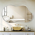 Irregular Wall Mirror - Wall Mirrors Decorative 20"x36" Silver Asymmetrical Mirror Tempered Glass Aviation Aluminum Alloy Frame for Bathroom, Bedroom, Living Room, Cloakroom, Entryway