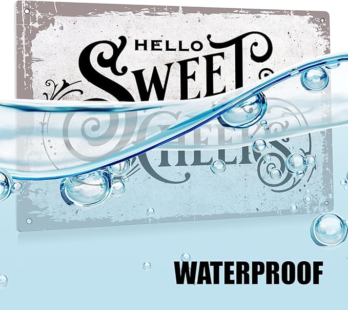 Retro Hello Sweet heeks Bathroom Metal Tin Sign Wall Decor - Vintage Bathroom Quote Tin Sign for Toilet Restroom Home Decor Gifts