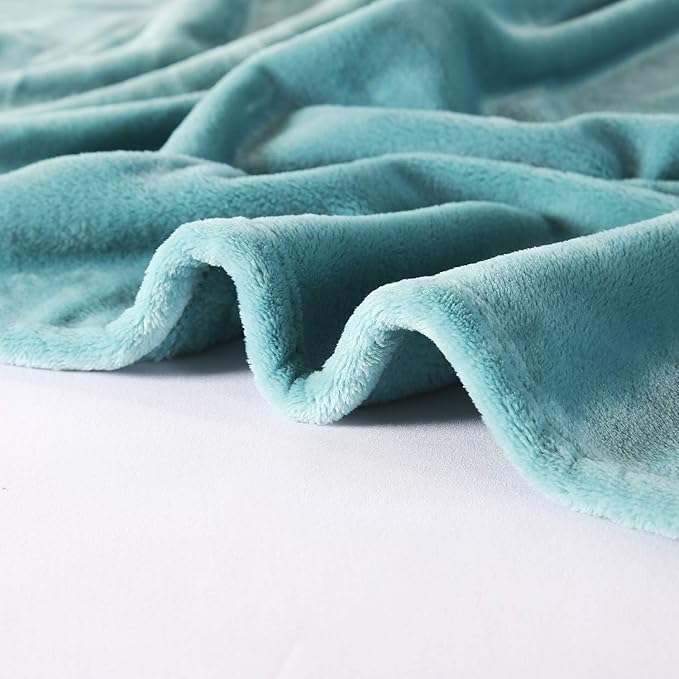 TASTHROW Large Flannel Fleece Throw Blanket, 50×70 Inch - Cozy Lightweight Thick Blanket - All Seasons Suitable for Women, Men and Kids (Two Pack, Bluishgreen)
