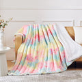 KAWAHOME Sherpa Fleece King Size Blanket for Bed - Extra Warm and Heavy Thick Blankets for Winter, Super Soft 500GSM Plush Blanket, 108" X 90" Rainbow