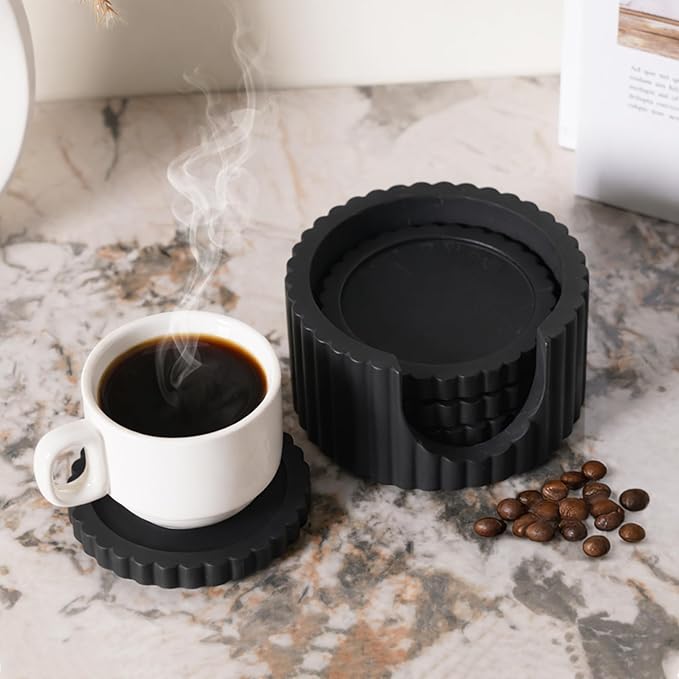Decorative Coffee Table Ottoman Tray with Coasters | Modern Neutral Home Decor Accent | Console Table Decor | Kitchen Table Centrepiece | Luxury Apartment Decor | Decorative Centerpieces for Tables