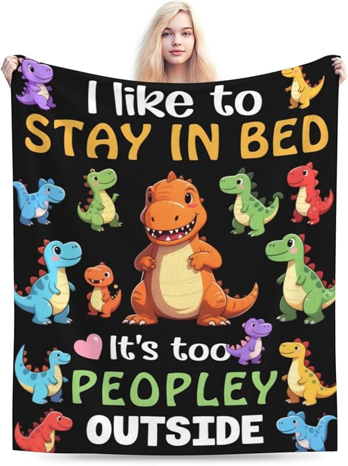 Cute Dinosaur Throw Blanket - Soft Plush Fleece Dino Toddler Bedding Blankets- Cozy Funny Dinosaur Stuff Gifts for Girls Boys Kids Women 60"X80"