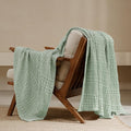 PHF 100% Cotton Waffle Weave Throw Blanket, Soft Lightweight Breathable Cozy Throws for Couch Bed Sofa, Luxury Aesthetic Blanket Gift for Home Decor & Office, 50"x60", Mint Green