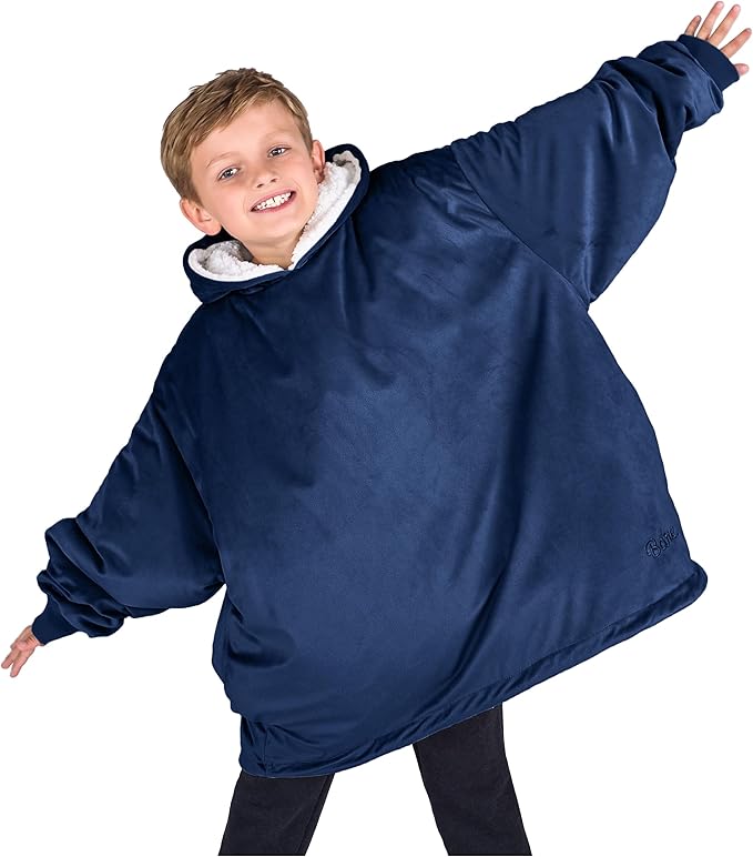 Bare Home Wearable Blanket Hoodie - Soft Plush Sherpa - Warm and Cozy - Oversized Wearable Blanket - Adult & Kid Sizes
