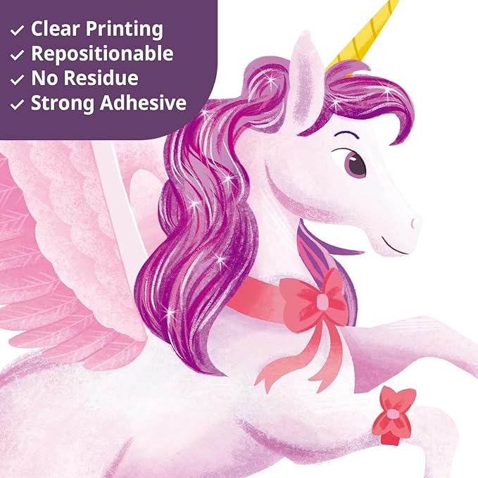 DECOWALL DS9-8072 Unicorns and Rainbow Wall Stickers Decals Birthday Decorations for Girls Party Favors Unicorn Room Decor Bedroom Gifts Kids Colorful Removable Nursery Living Art Home Princess