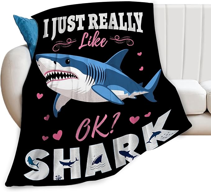 Shark Throw Blanket - Soft Plush Fleece Ocean Blankets- Cozy Shark Stuff Gifts for Women Girls Kids 40"X50"