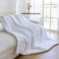 Chunky Knit Blanket - Luxury Soft Cozy 50 * 60 Throw Blanket,100% Woven Blanket Rope Knot Throw Blanket for Couch, Sofa, Home Decor, Gift - Machine Washable (White, 50 * 60)