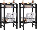 Side Table End Table Tall Night Stand 3-Tier 2 Pack for Living Room Bedroom Bathroom Office Furniture Black