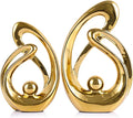 XMGZQ Home Decor Accent,Porcelain Art Mid Century Bookshelf Decorations,Gold Centerpieces for Tables,Abstract Ceramic Statue Sculpture for Coffee Table Mantel Tv Stand Centerpieces (Gold, Large)