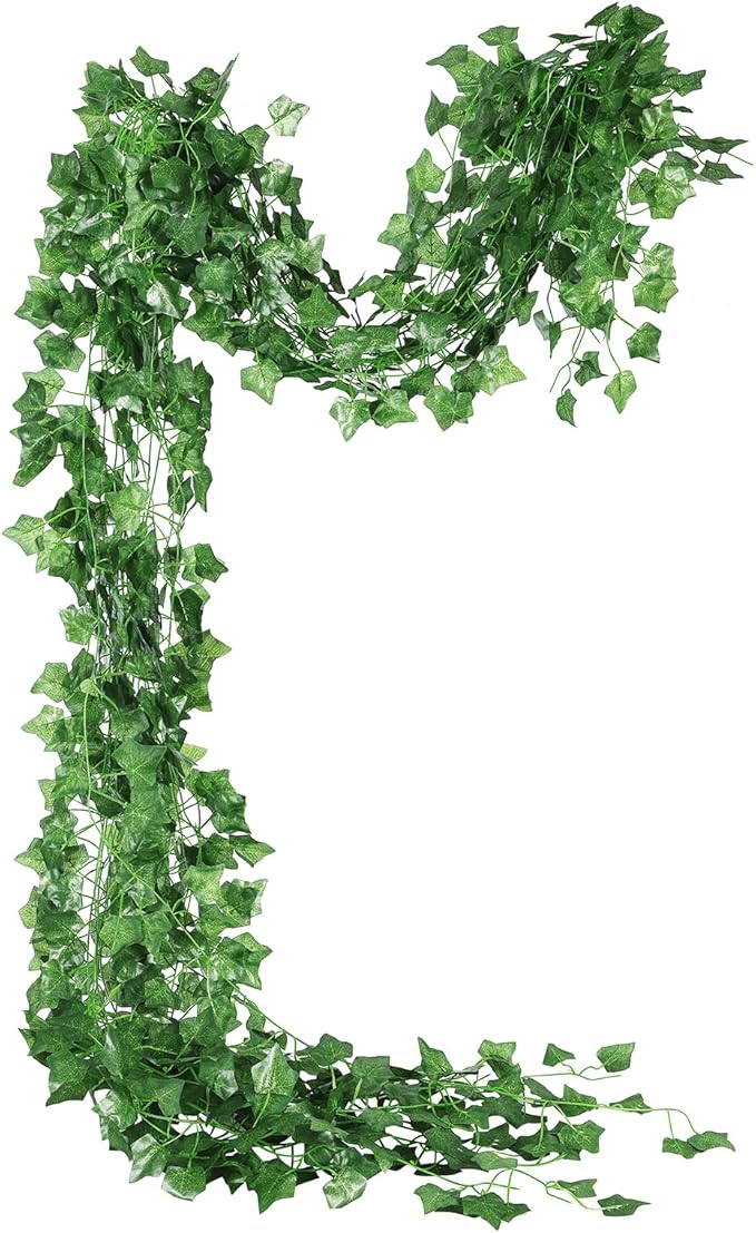 78 Ft Artificial Ivy Silk Vines Fake Hanging Plants High Simulation Garlands Greenery Chain for Home Wedding Wall Party Decoration, Pack of 12