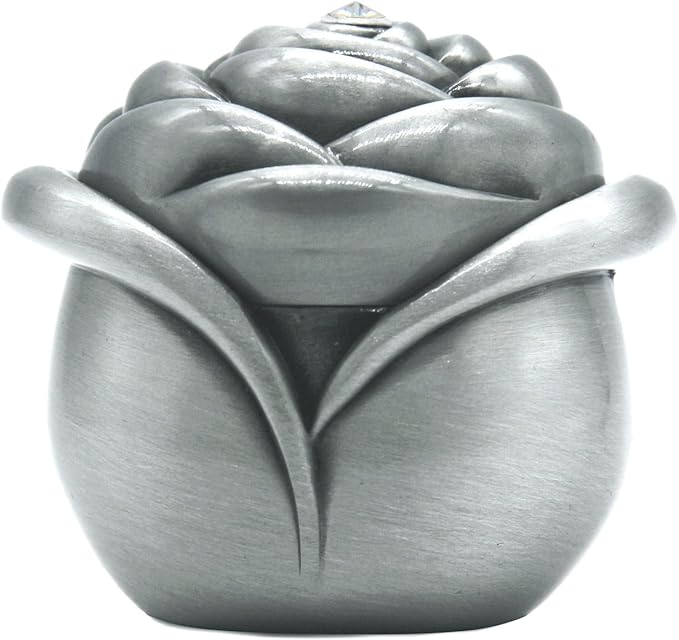 Vintage Rose Flower Style Antique Women Trinket Jewelry Gift Box Necklace Earrings Ring Storage Case, Sliver, Large
