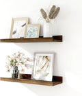 Floating Shelves for Wall Decor, Wall Mounted Wood Storage Shelf for Bedroom, Living Room, Bathroom, Kitchen, Nursery, Display Picture Ledge Shelf with Lip Set of 2-14 Inches, Walnut