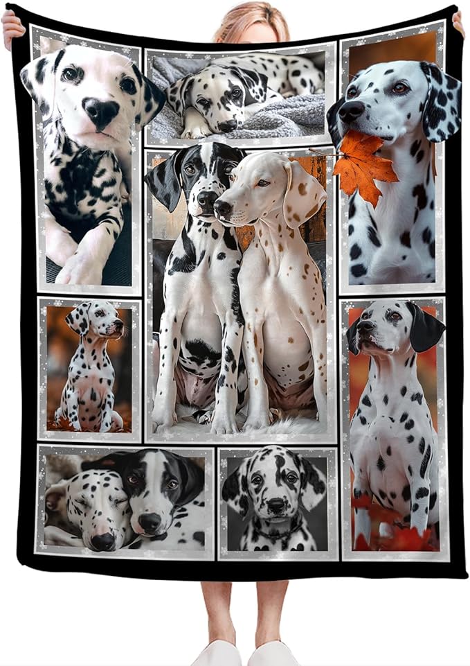 Dalmatian Dog Blanket Dalmatian Throw Blankets Puppy Dog Decor Stuff Cozy Flannel Fleece Soft Plush Fuzzy Warm Lightweight Bedding Gifts for Women Girls Kids 60"X50"
