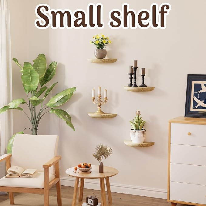 Solid Wood Half Round Floating Wall Shelves | Elegant Floating Shelves, Elevate Your Space. Perfect for Living Rooms, Bathrooms, Bedrooms, Offices, Children's Rooms