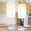 Dreamholder Table Lamp with 3 USB Charging Ports, Modern Desk Lamp with AC Outlet and Phone Stands, Perfect Bedside Lamp for Bedroom, Living Room, Office (Pack of 2), White