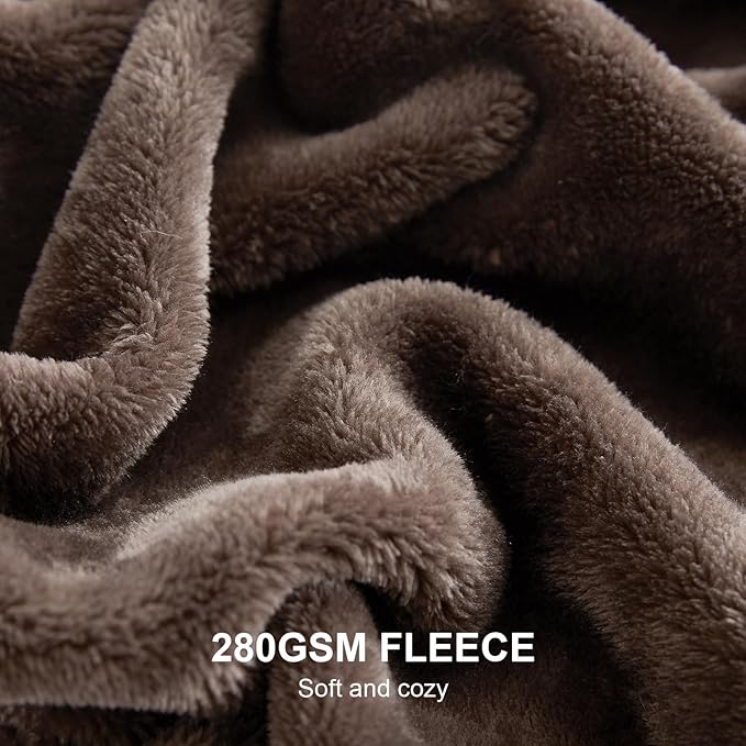 Hansleep Fleece Brown Throw Blanket, Super Soft Blanket Flannel Fuzzy Plush Cozy Blanket for All Seasons, Brown, Throw 50x60 Inches