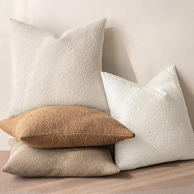 MIULEE Textured Boucle Throw Pillow Cover White Accent Solid Lumbar Pillow Case Decorative Soft Pack of 1 Couch Cushion Chair Sofa Bedroom Livingroom Home Decor,12x20 Inch