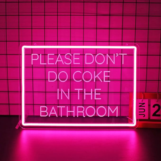 Neon Sign, Please Don't Do in The Bathroom Neon Signs for Wall Decor - Pink LED Signs for Home, Bathroom, Business, Club, Party - USB Powered Light Up Sign Decorations