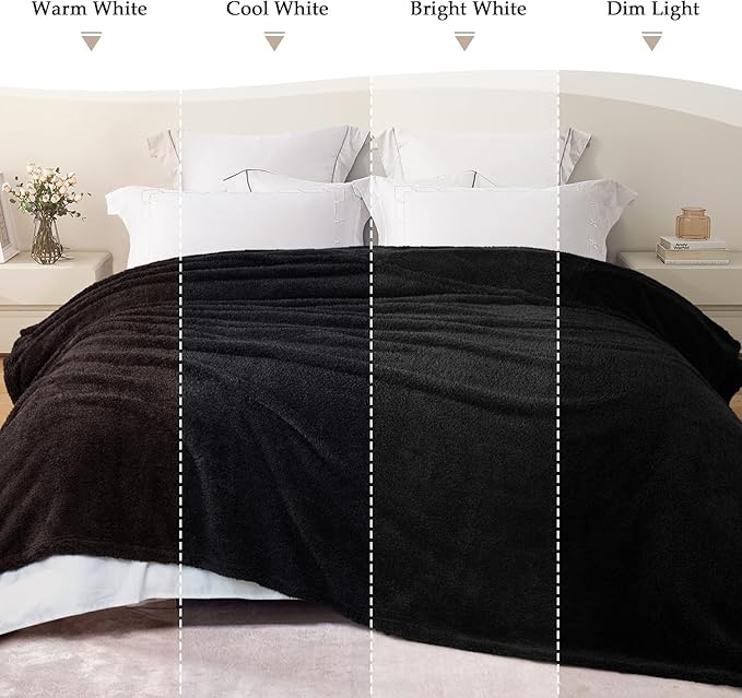 Exclusivo Mezcla Fleece Twin Size Bed Blanket, Ultra Soft, Lightweight and Fuzzy Black Blanket for Women, Home Decor, 60x80 Inches