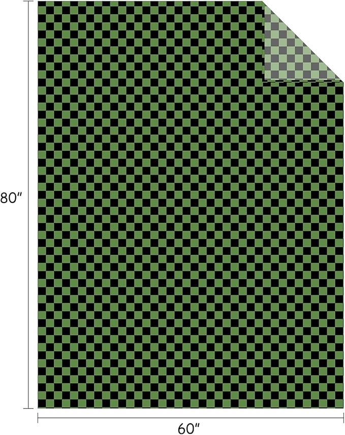 FY FIBER HOUSE Checkered Flannel Fleece Throw Blanket Soft Cozy Checkerboard Grid Print Chessboard Gingham Pattern Blankets for Bed Couch Sofa, 60"x80", Black Green