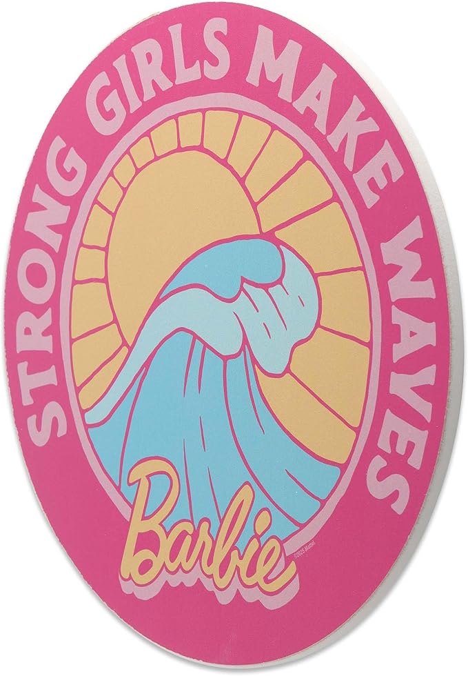 Mattel Barbie Strong Girls Make Waves Wood Wall Decor - Inspiring Barbie Sign for Bedroom or Play Room