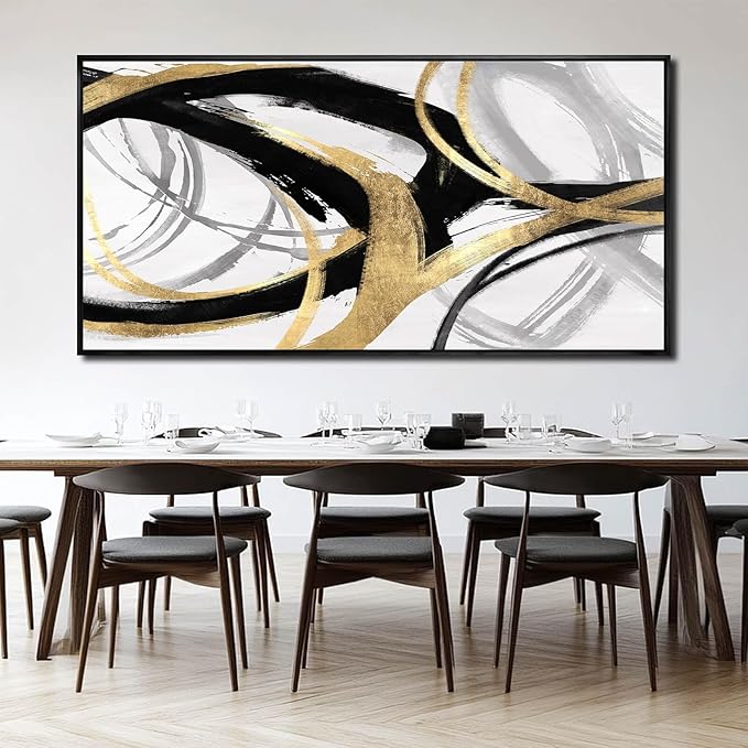 Large Canvas Wall Art Room Decor Framed Wall Art Abstract Line Paintings Home Decoration for Living Bedroom Office 29"x58"