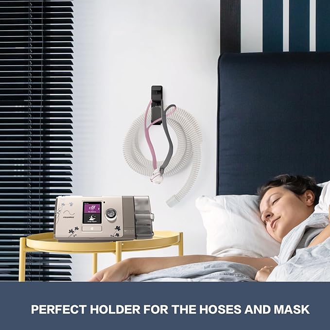 CPAP Hose Holder Hanger cpap Mask Hook & Tubing Holder for Bed with Anti-Skid Function Avoids Hose Tangle and 4 Removable Refill Strips（Damage-Free Hanging） cpap Machine Supplies