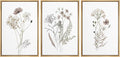 MUDECOR Framed Canvas Print Wall Art Watercolor Wildflower Art Print, Floral Botanical Prints, Minimalist Art, Modern Farmhouse for Bedroom - 16"x24"x3 Natural