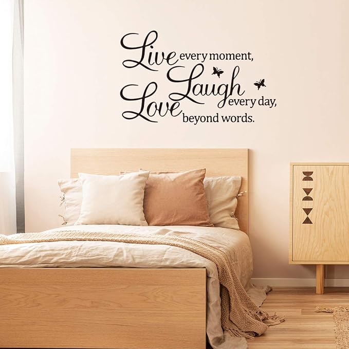 Rertcioph Live Every Moment,Laugh Every Day,Love Beyond Words,Wall Sticker Motivational Wall Decals,Family Inspirational Wall Stickers Quotes