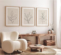 Joocrise Botanical Wall Art Decor Set of 3 Neutral Wall Decor Boho Beige Canvas Wall Art Botanical Minimalist Pictures Botanical Neutral Prints Beige Boho Artwork for Room Bedroom 12x16 Inch Unframed