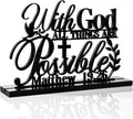 Geetery Inspirational Table Centerpieces Wooden Religious Inspirational Home Decoration Motivational Blessed Table Decor for Home Kitchen Office Faith Christian Gifts Supplies Decor(Possible)