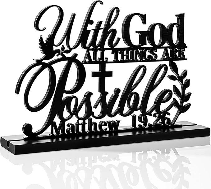 Geetery Inspirational Table Centerpieces Wooden Religious Inspirational Home Decoration Motivational Blessed Table Decor for Home Kitchen Office Faith Christian Gifts Supplies Decor(Possible)