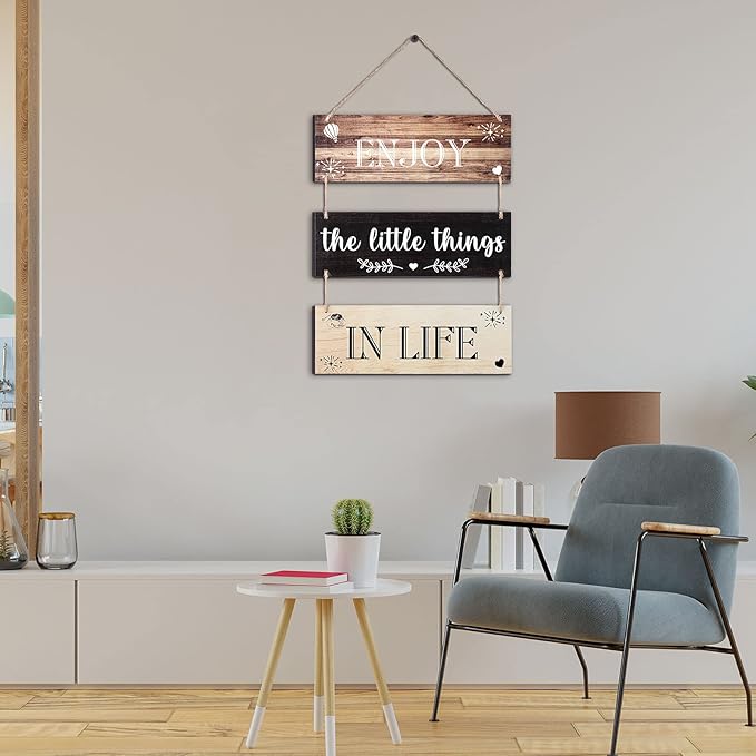 Jetec Decorative Signage, Wooden Wall Decor 'Enjoy The Little Things in Life', Rustic Brown Series