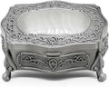 Rectangle Vintage Metal Jewelry Box Trinket Gift Box Chest Ring Case for Girls Ladies Women, Small