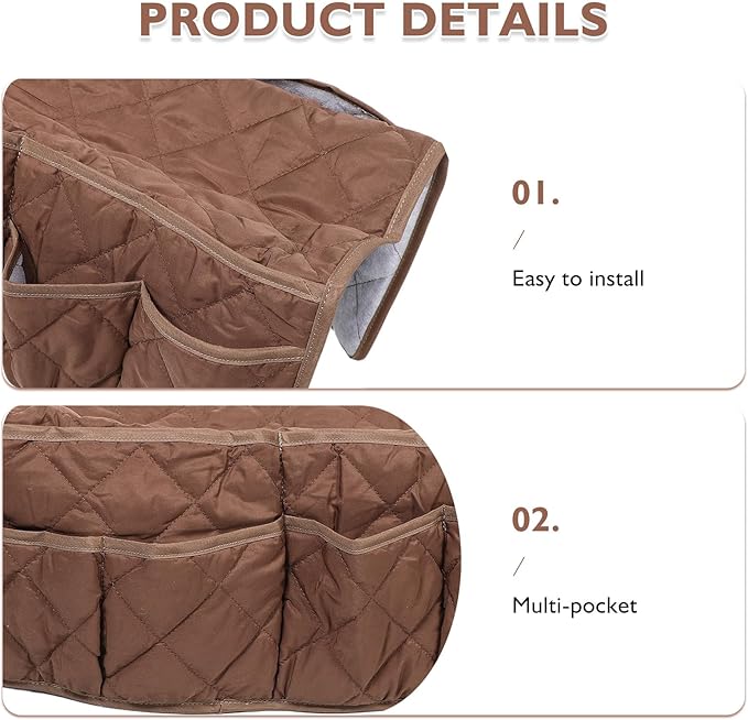 Anti Slip Sofa Armrest Organizer - Arm Chair Bedside Caddy Storage Organizer - Multi Pockets Couch Beside Caddy For Cell Phone Remote Control Magazines