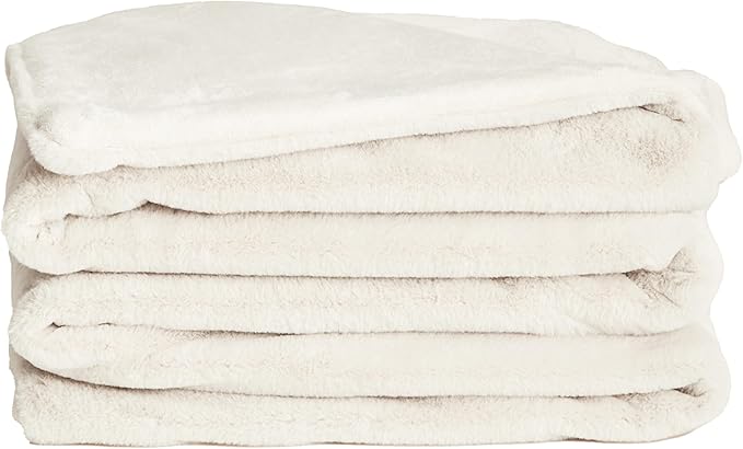 UnHide Lil’ Marsh Faux Fur Blanket - Lightweight, Soft Throw Blanket - Machine Washable - Ideal for Bed, Couch, or Reading Chair- Medium (60" x 80") Snow White