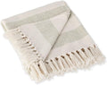 DII Rustic Farmhouse Cotton Cabana Striped Blanket Throw with Fringe, 50 x 60 - Cabana Striped Artichoke