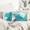 Bonhause Turquoise Marble Lumbar Pillow Covers 12 x 20 Inch Two-Sided Teal Gold Abstract Art Modern Decorative Pillow Cases for Couch Sofa Bed Home Patio Decor Set of 2
