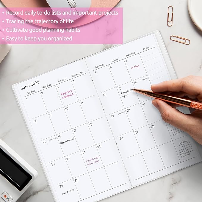 Pocket Calendar 2026-2027, Monthly Planner 2026-2027 - 3.7" x 6.7" - Runs from January 2026 Until December 2027, 2026 Pocket Calendar with PVC Cover for Organizing & Planning