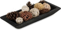 Hanobe Decorative Wood Dough Bowl: Long Wooden Bowl for Entry Way Table Home Decor - Coffee Table Decor for Living Room - Dining Table Centerpiece Decor, Black