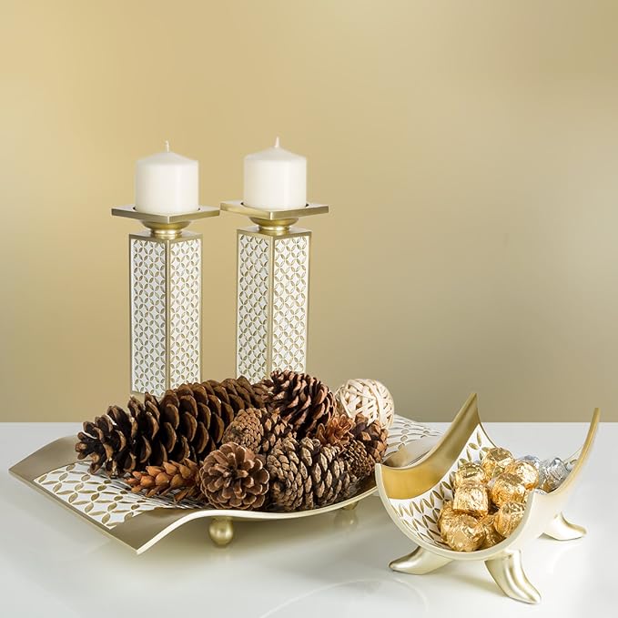 Creative Scents Schonwerk Diamond Lattice Decorative Table Decorations, Centerpieces for Dining/Living Room Table Decor Dish - Coffee Table Decor Best Wedding/Birthday Gift
