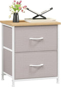 Somdot Nightstand, Small Dresser for Bedroom with 2 Drawers, Bedside Table Night Stand End Table with Fabric Bins for Bedroom Kids Closet Dorm Guest Room, Ash Grey