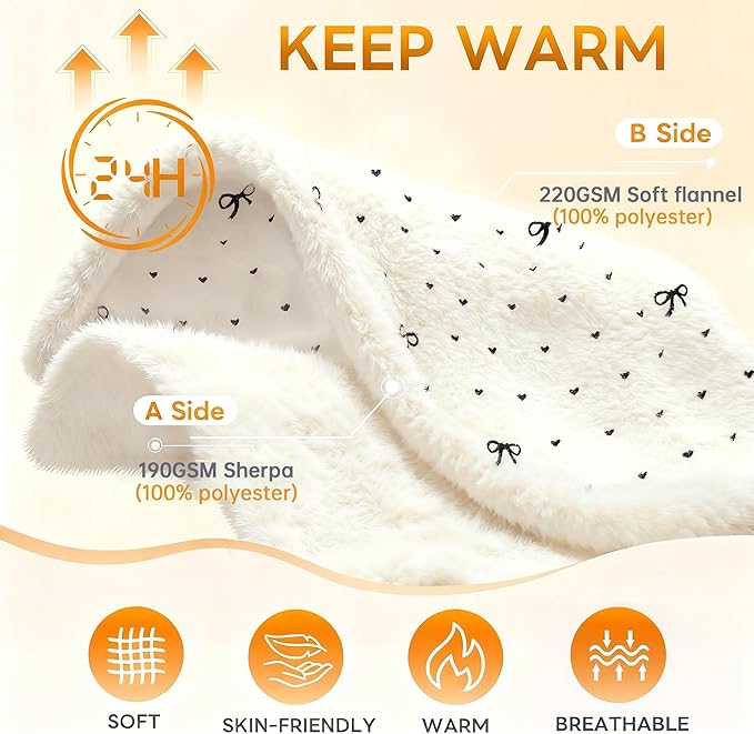 Reversible Fleece Throw Blanket King 90"x108" - Machine Washable Warm Blanket for Couch & Bed - Winter Home Decor,Christmas Birthday Gift for Women Her