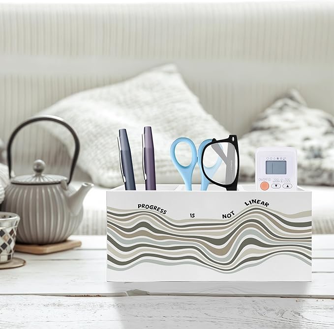 Mental Health Pen Pencil Holder, Therapy Office Decor, Progress Is Not Linear Inspirational Pencil Pen Holder Organizer for School Counselor Office Desk Accessories