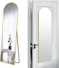 57x16 Door Hanging Full Length Mirror, Floor Stand (Height 5.7ft just Body in1.3ft) / Wall Mounted Metal Frame Arch Dressing Mirrors for Bedroom Living Room 57 inch Gold