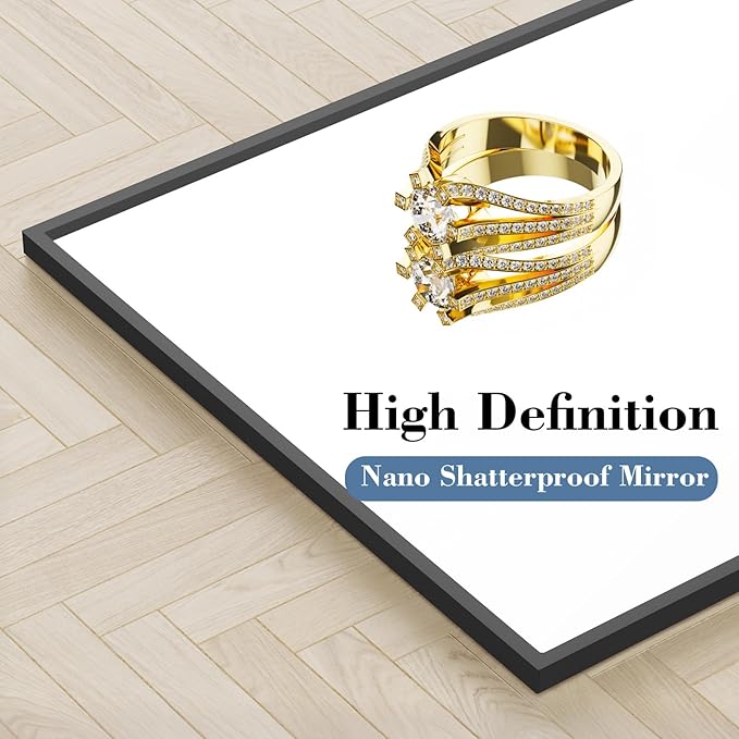 Mirror Full Length, Upgraded Body Wall Mirrors with Shatter-Proof Glass, Floor Standing, Hanging or Leaning, Tall Mirror with Stand Aluminum Alloy Frame for Bedroom