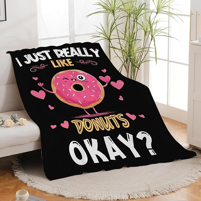 Donut Blanket for Girls Women Boys Men Adults Kids Soft Cozy Fleece Dessert Cake Throw Blankets Lovers Gifts Warm Flannel Plush Lightweight Decor for Couch Bed Sofa 50"X40"