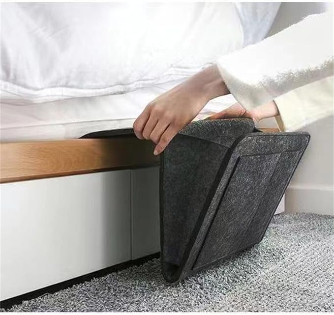 Bedside Caddy,Felt Bed Side Caddy Organizer With 5 Pockets For Remote,Bed Pockets Bedside Storage Can Hold Tablet Magazine Book Phone And Fruit,For Bed,Sofa,Desk (grey)